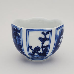 Blue and White Hand Painted Six Panels Teacup