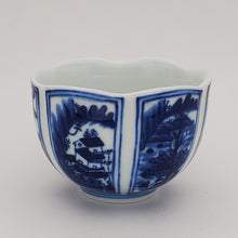 Load image into Gallery viewer, Blue and White Hand Painted Six Panels Teacup

