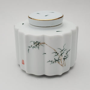 White Porcelain Bamboo Tea Jar  #1