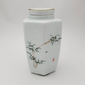 White Porcelain Bamboo Tea Jar  #3