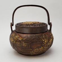 Load image into Gallery viewer, Incense Burner - Pine and Crane Gold Gilded
