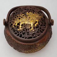 Load image into Gallery viewer, Incense Burner - Pine and Crane Gold Gilded
