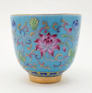 Silver Lined Blue Lotus Teacup