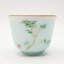 Load image into Gallery viewer, Silver Lined Light Green Bamboo Teacup
