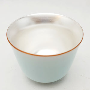Silver Lined Light Green Bamboo Teacup