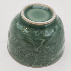 Carved Green Glaze Dragon Phoenix Teacups 85 ml