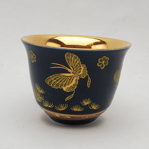 Gold 24k Lined Blue Butterfly Teacup
