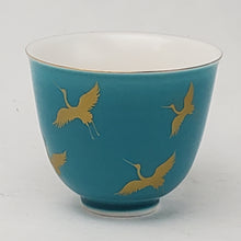 Load image into Gallery viewer, 2 Blue Gold Cranes Teacups

