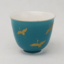 Load image into Gallery viewer, 2 Blue Gold Cranes Teacups
