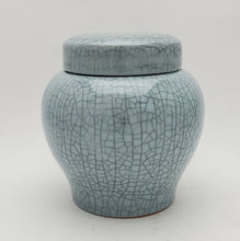 Load image into Gallery viewer, Blue Metal Crack Lines Celadon Tea Jar
