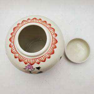 Lotus Tea Jar Hand Painted