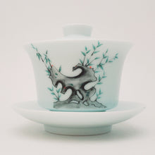 Load image into Gallery viewer, Gaiwan - Celadon Hand Painted Bamboo 160 ml
