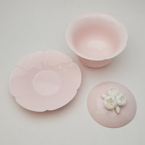 Gaiwan - Light Pink White Flowers 3 PC Set 150 ml