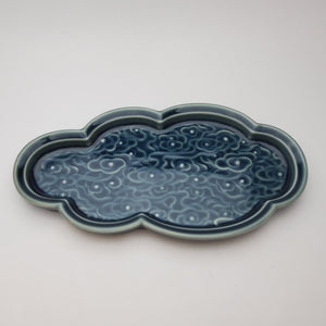 Tea Tray - Ji Lan Blue Glaze Auspicious Cloud