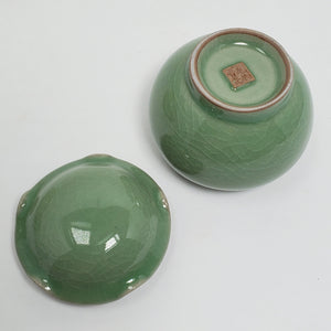 Green Crack Glaze Lotus Leaf Tea Jar sm