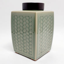 Load image into Gallery viewer, Green Celadon Weaved Bamboo Tea Jar
