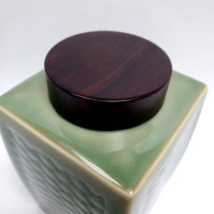 Green Celadon Weaved Bamboo Tea Jar