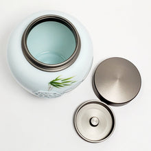 Load image into Gallery viewer, Bamboo Rock Garden Window Light Celadon Tea Jar lg

