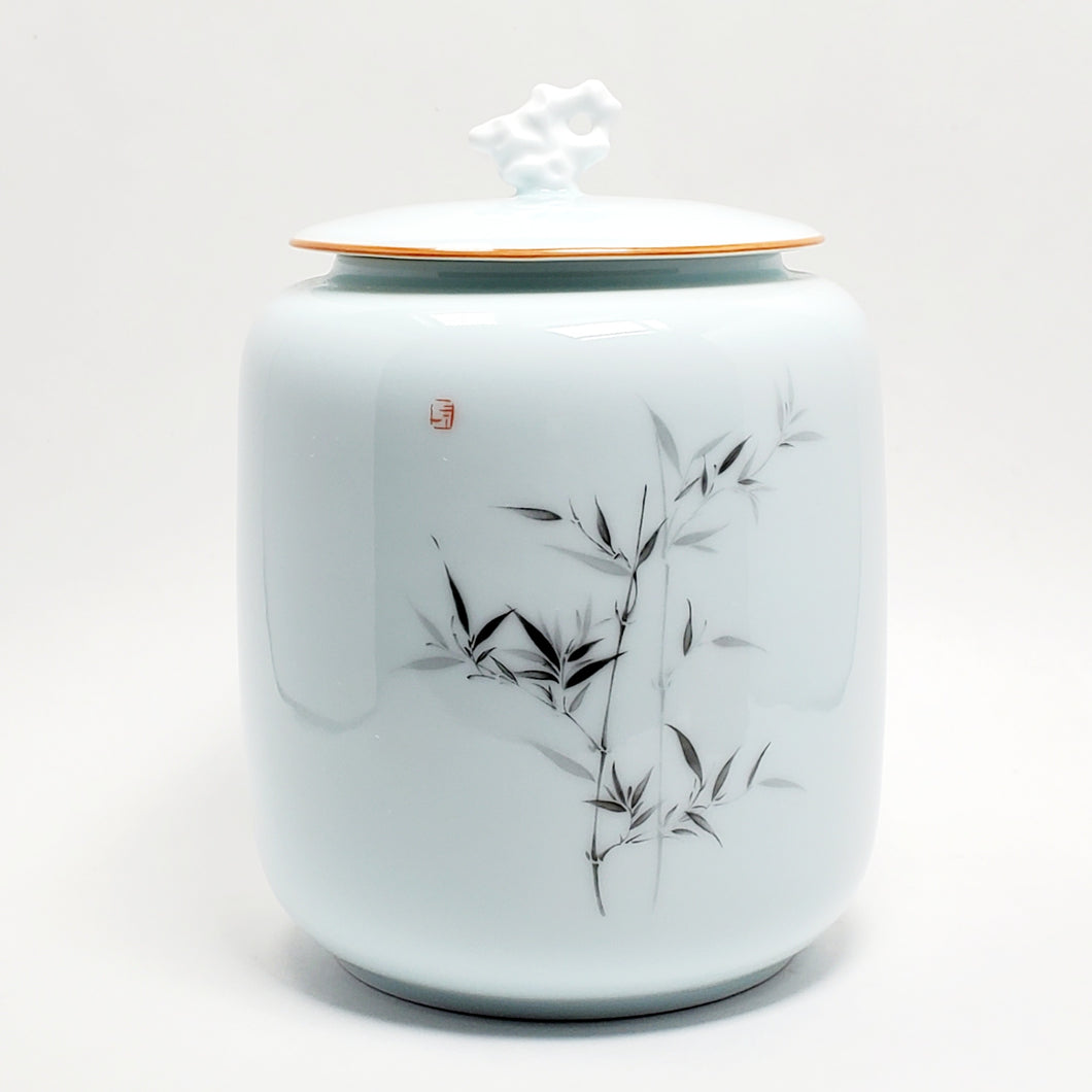 Light Celadon Bamboo Tea Jar lg