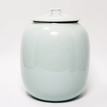 Load image into Gallery viewer, Banana Leaf Garden Window Light Celadon Tea Jar lg
