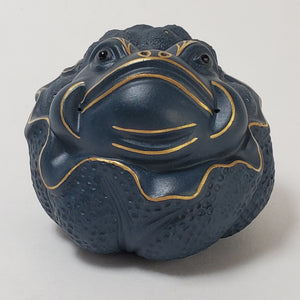 Tea Pet Money Toad Yixing Blue Clay Gold Gilded #3