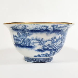 Blue and White Mountain Scenery Gold Gilded Large Teacup 145 ml