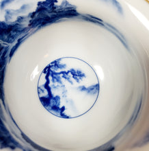 Load image into Gallery viewer, Blue and White Mountain Scenery Gold Gilded Large Teacup 145 ml
