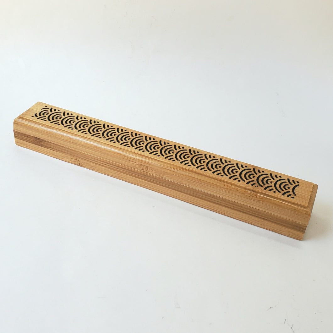 Bamboo Incense Stick Burner Box Waves