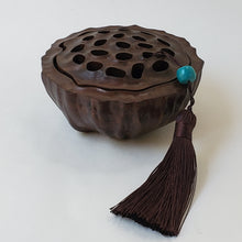 Load image into Gallery viewer, Black Sandalwood Hard Wood Coil Incense Burner Lotus Pot small
