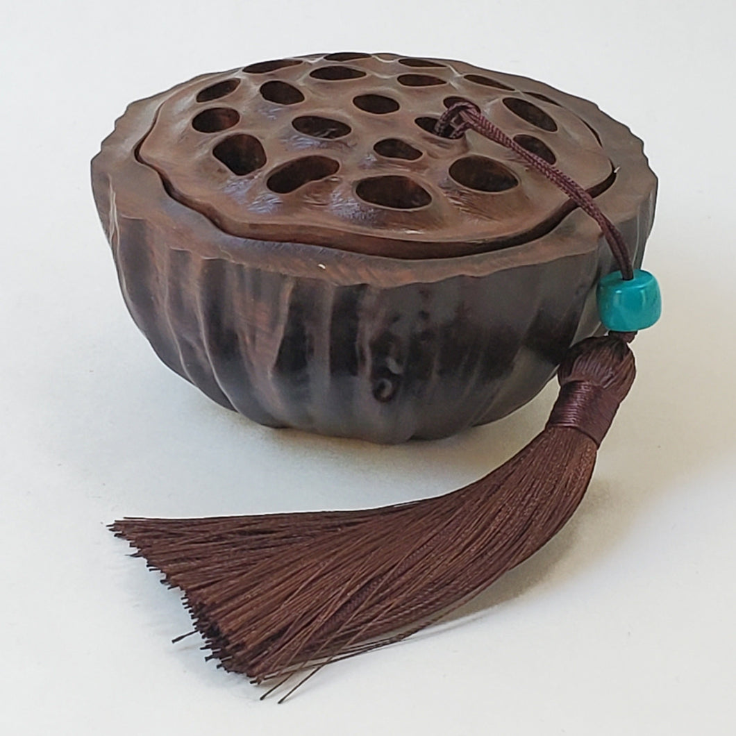 Black Sandalwood Hard Wood Coil Incense Burner Lotus Pot large