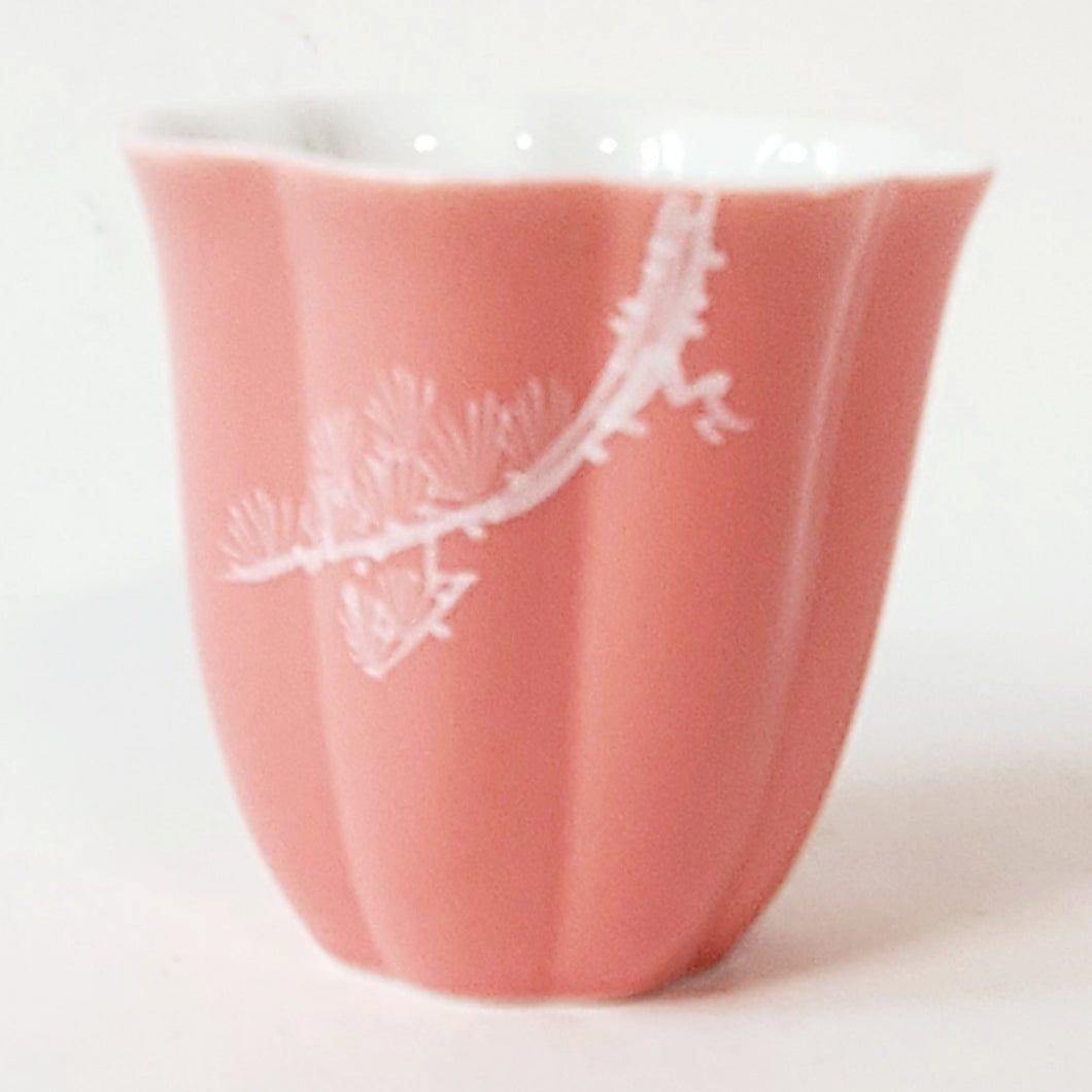 2 Coral Pine Tree Teacups 45 ml