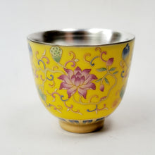 Load image into Gallery viewer, Silver Lined Yellow Lotus Teacup
