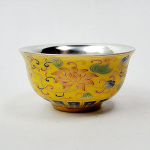 Silver Lined Yellow Lotus Teacup Short