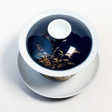 Load image into Gallery viewer, Gaiwan - Navy Blue Gold Herons 150 ml
