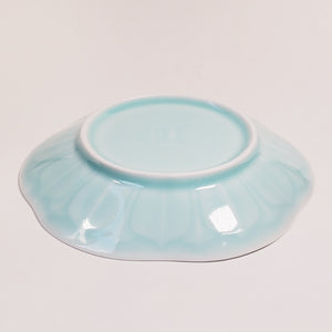 Celadon Sky Blue Lotus Flower Dish Plate