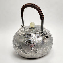 Load image into Gallery viewer, Pure Silver Tea-Water Kettle - Pine and Crane 800 ml
