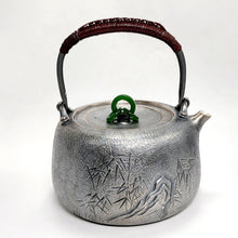 Load image into Gallery viewer, Pure Silver Tea-Water Kettle - Bamboo Rock Garden 900 ml
