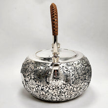 Load image into Gallery viewer, Pure Silver Tea Water Kettle - Deer and Crane 1250 ml
