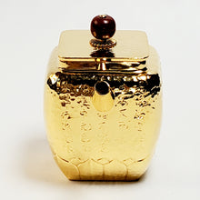 Load image into Gallery viewer, 24 K Gold Plated Pure Silver Teapot Lotus Heart Sutra #1 100 ml
