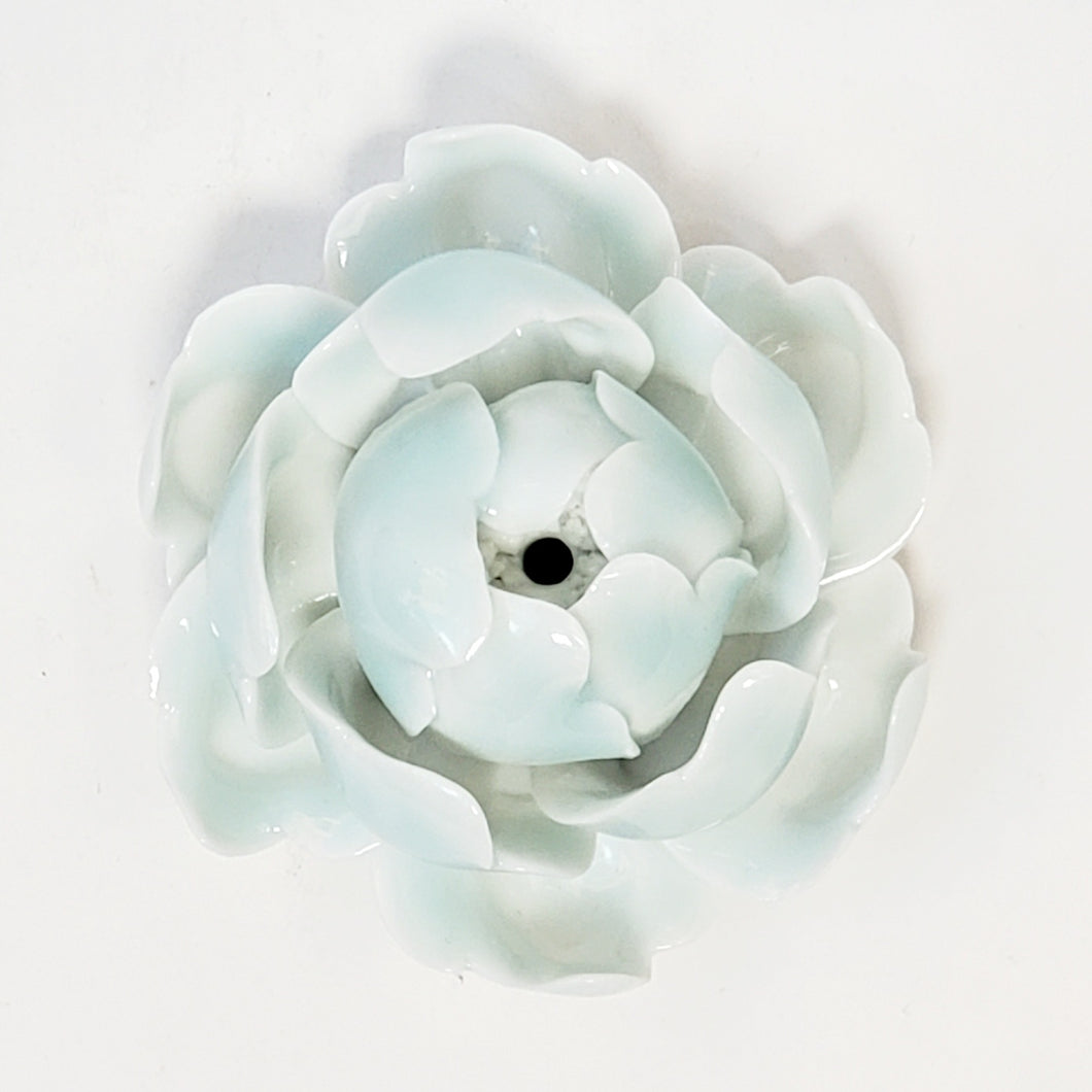 Celadon Porcelain Incense Burner - Peony Flower Small