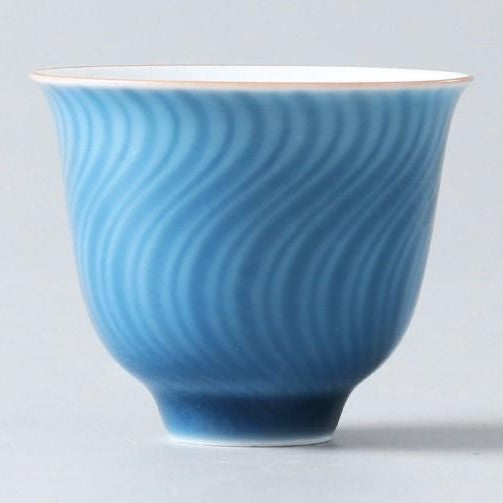 2 Sea Blue Porcelain Teacups
