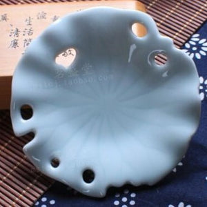 2 Celadon Wilted Lotus Leaf Shape Saucers